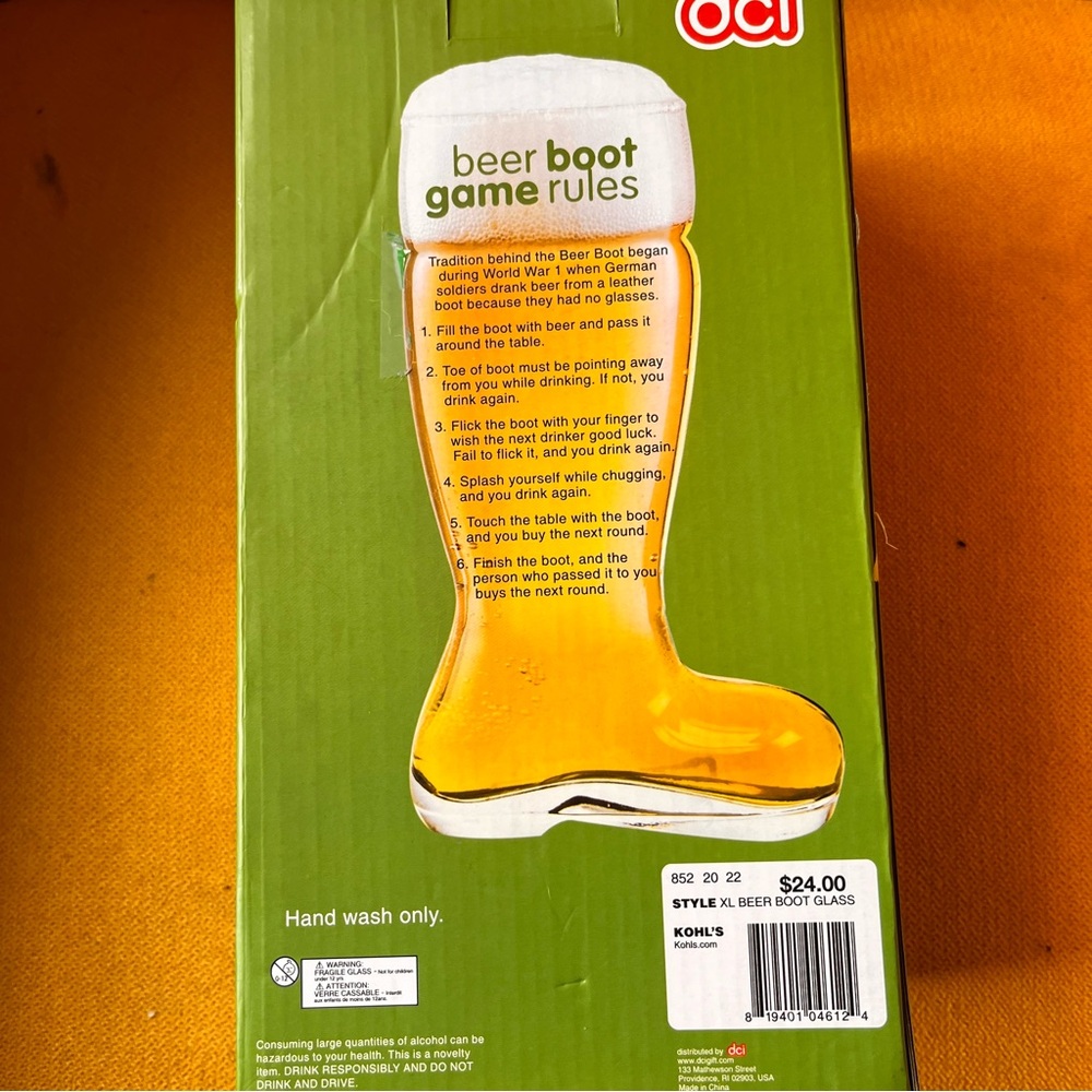 XL Glass Beer Boot, Holds 3 Bottles of Beer.New in Box. Great Gift. - Picture 2 of 3